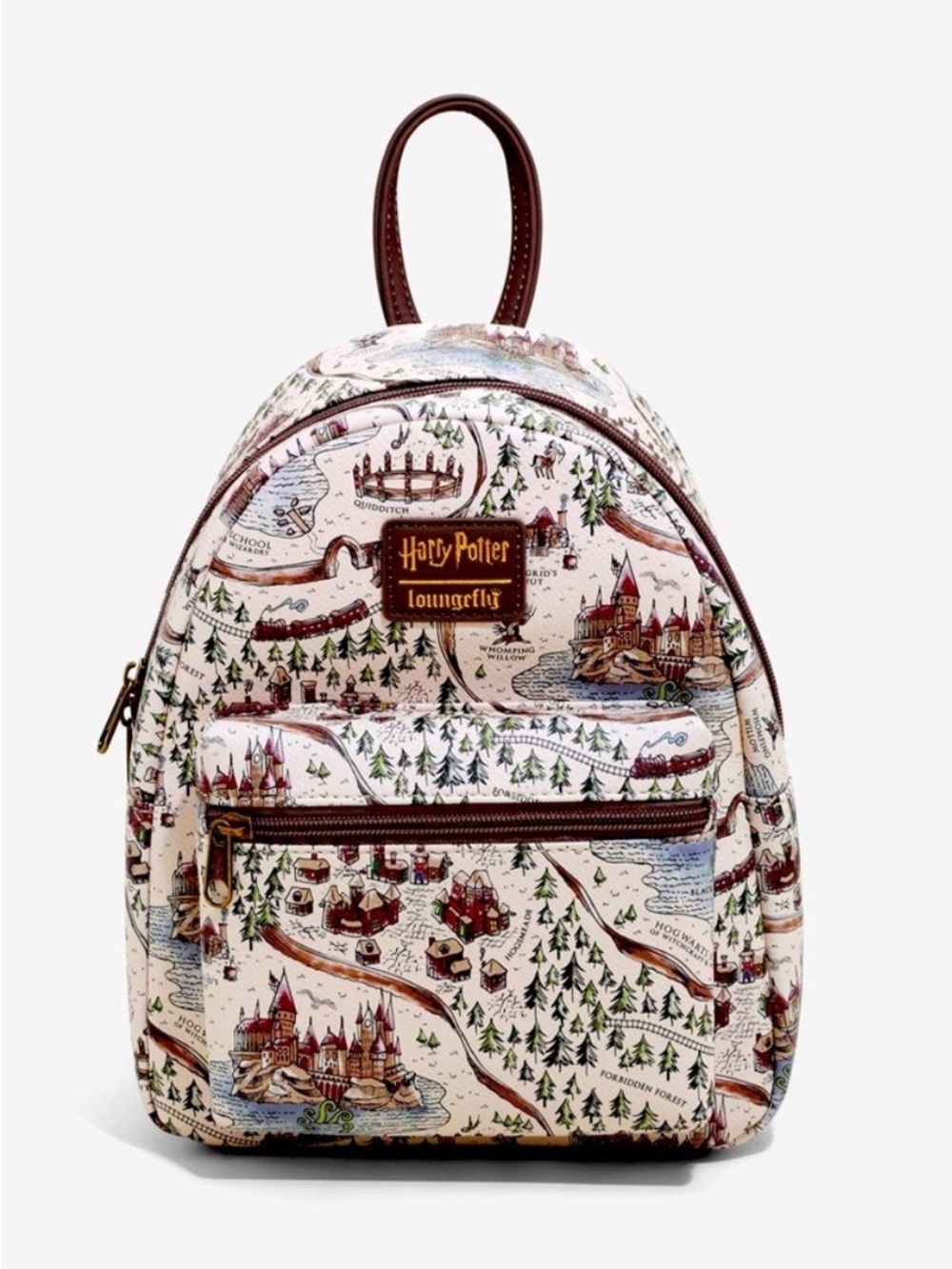Loungefly Harry Potter Map Print Mini Backpack - Cream with Brown Trim